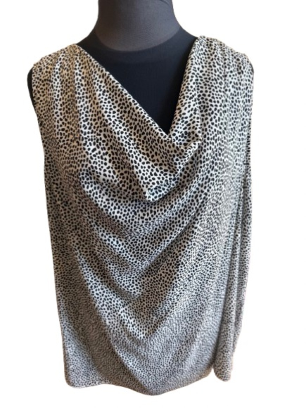 Worthington Black and White Draped Cowl Neck Top